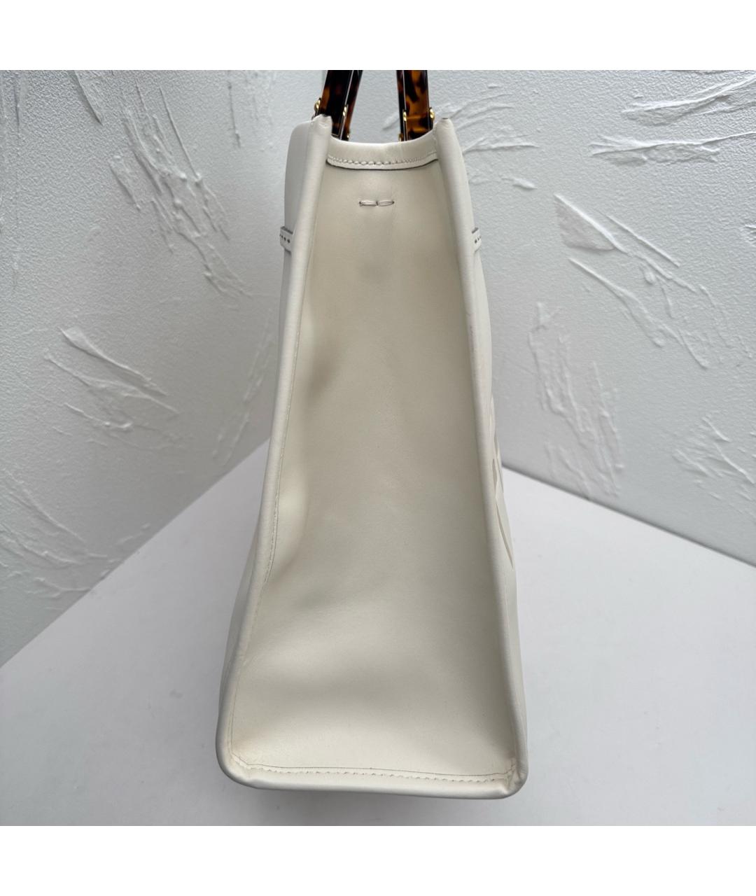 FENDI Белая кожаная сумка тоут, фото 3
