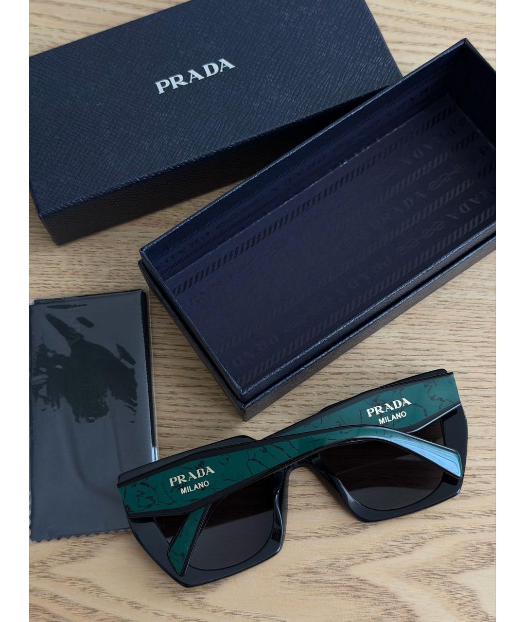 PRADA Зеленые пластиковые солнцезащитные очки, фото 5