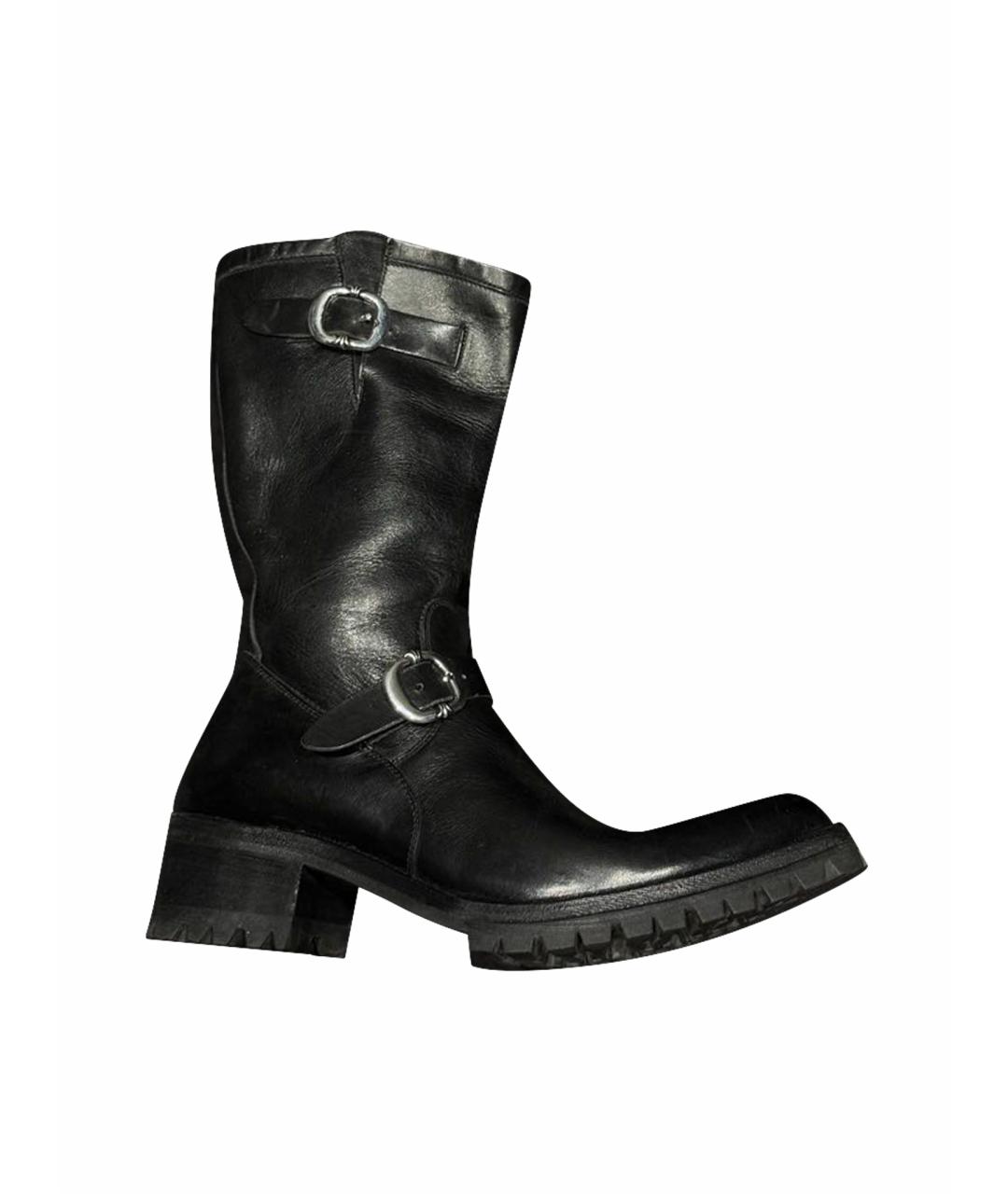 CHROME HEARTS Черные кожаные высокие ботинки, фото 1