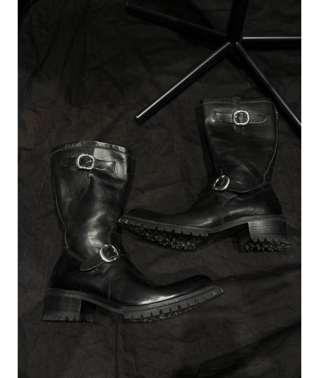 CHROME HEARTS Черные кожаные высокие ботинки, фото 2