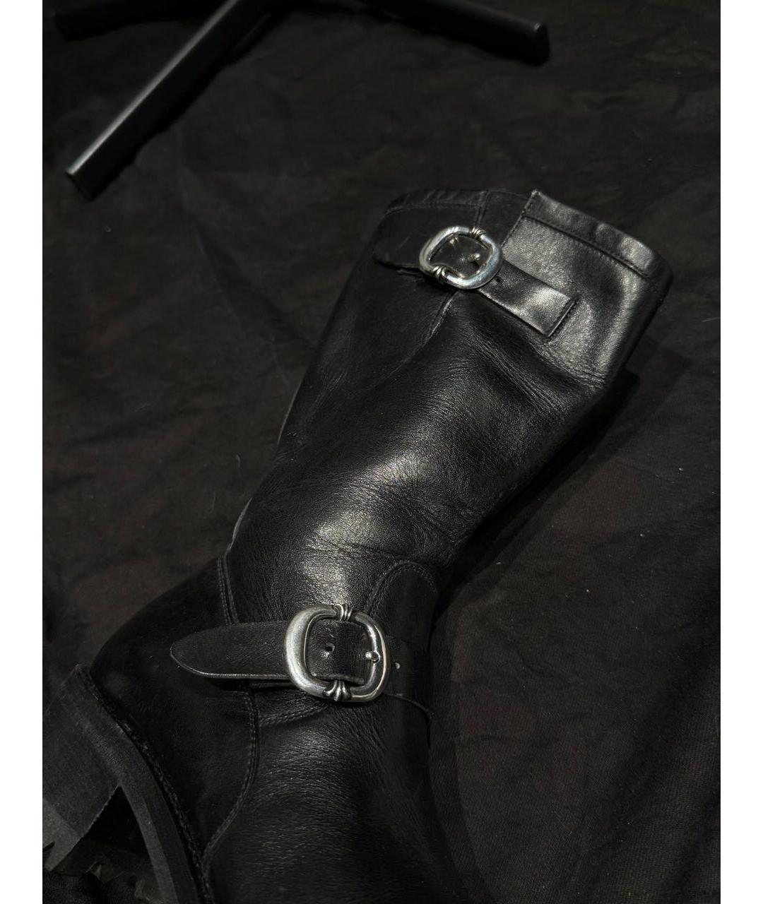 CHROME HEARTS Черные кожаные высокие ботинки, фото 4