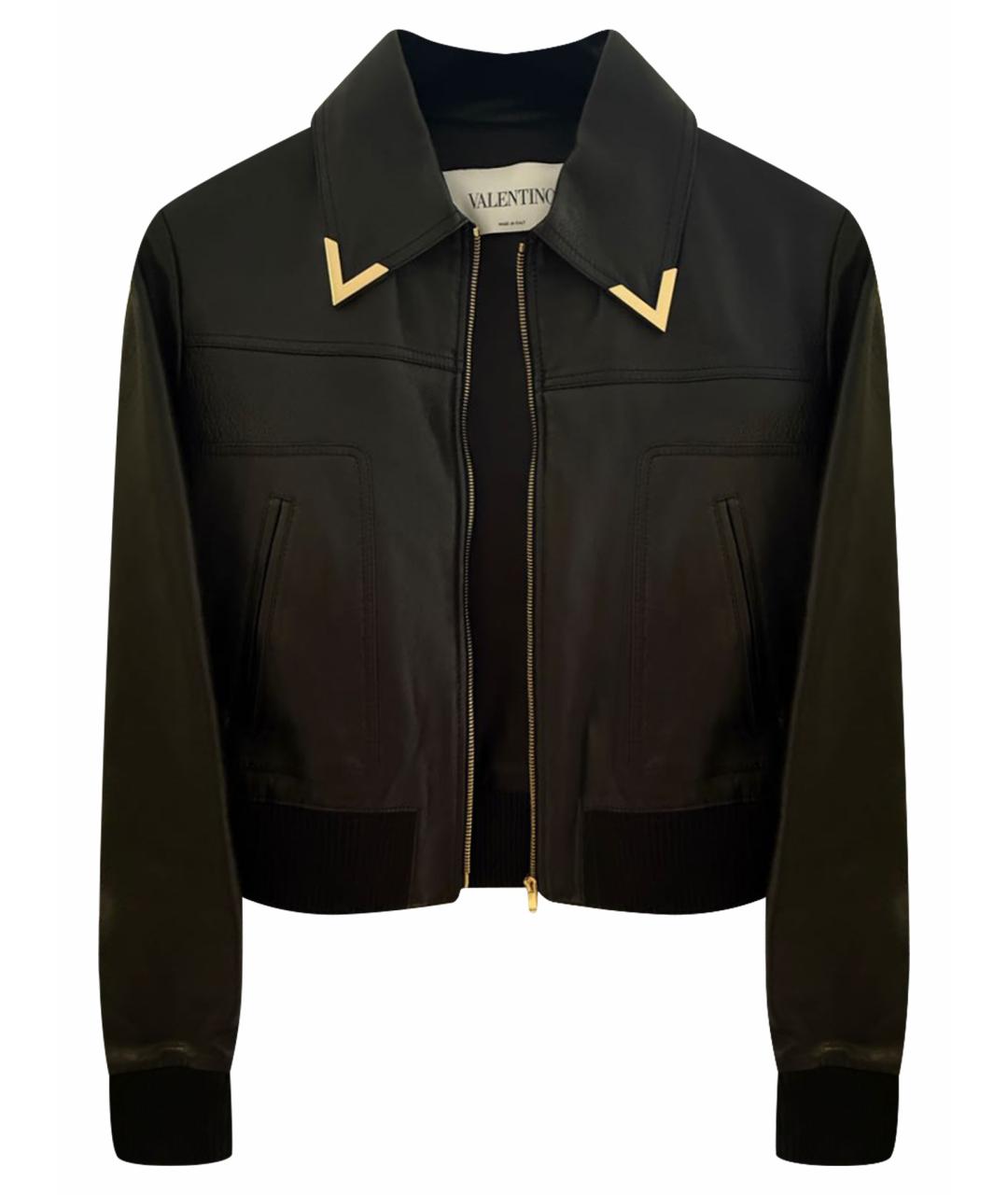 VALENTINO Черная кожаная куртка, фото 1