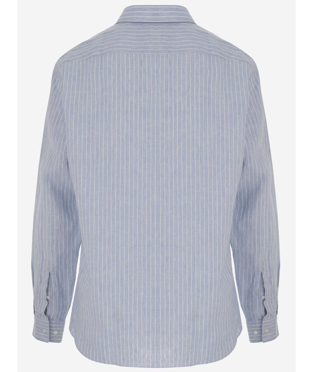 HUGO BOSS Голубая льняная кэжуал рубашка, фото 2