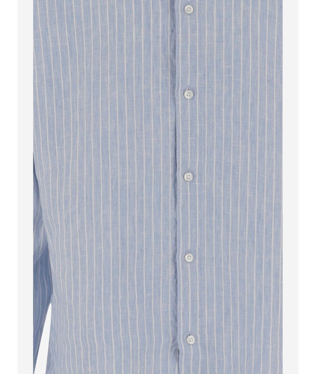 HUGO BOSS Голубая льняная кэжуал рубашка, фото 3