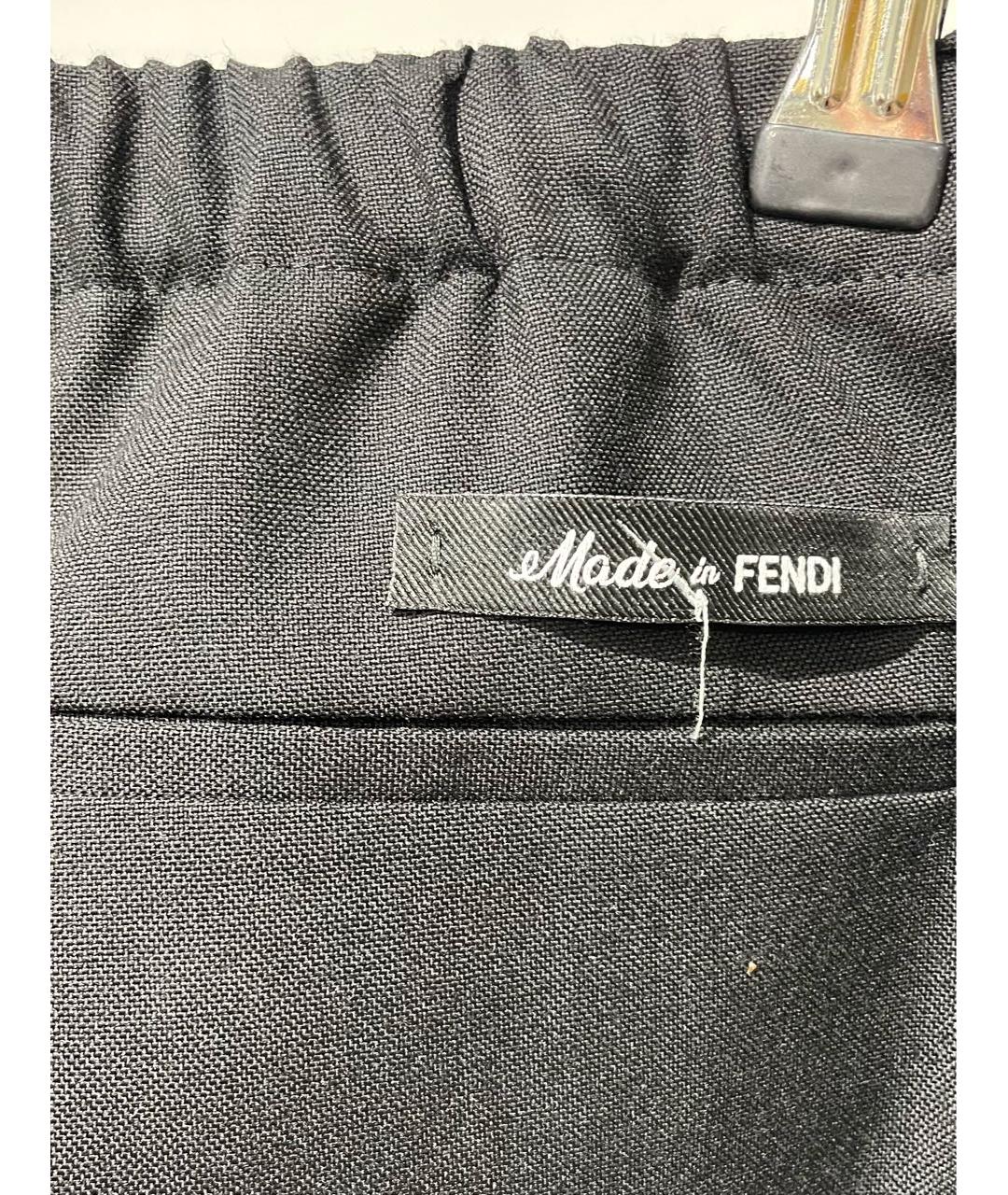 FENDI Черные шерстяные классические брюки, фото 6
