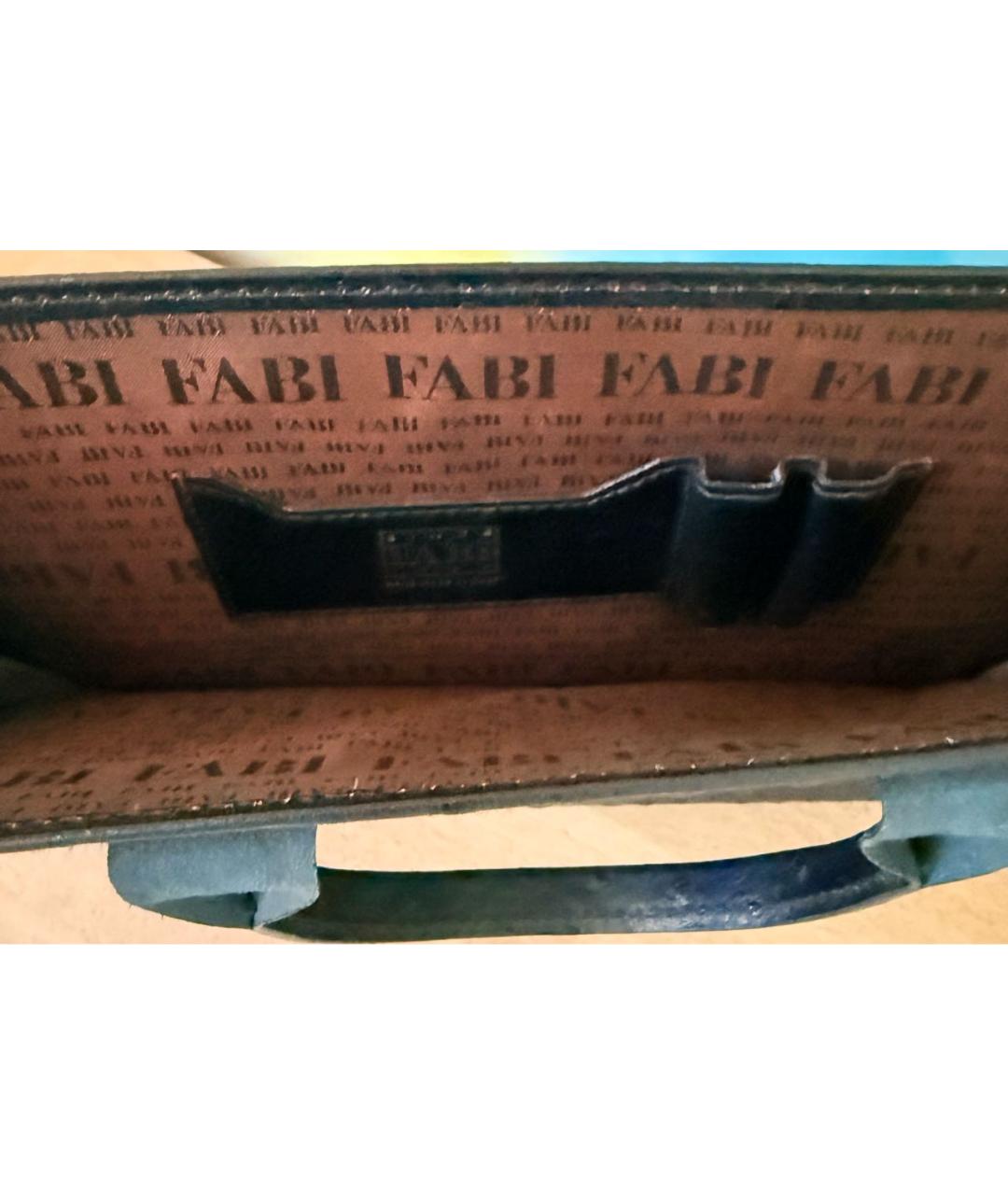 FABI Черная сумка с короткими ручками из экзотической кожи, фото 4