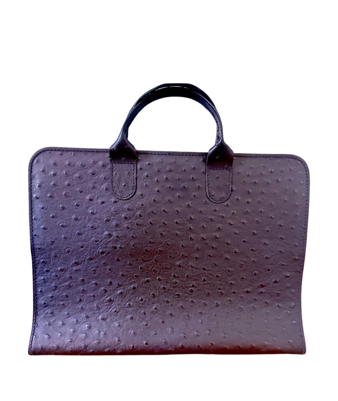 FABI Черная сумка с короткими ручками из экзотической кожи, фото 1