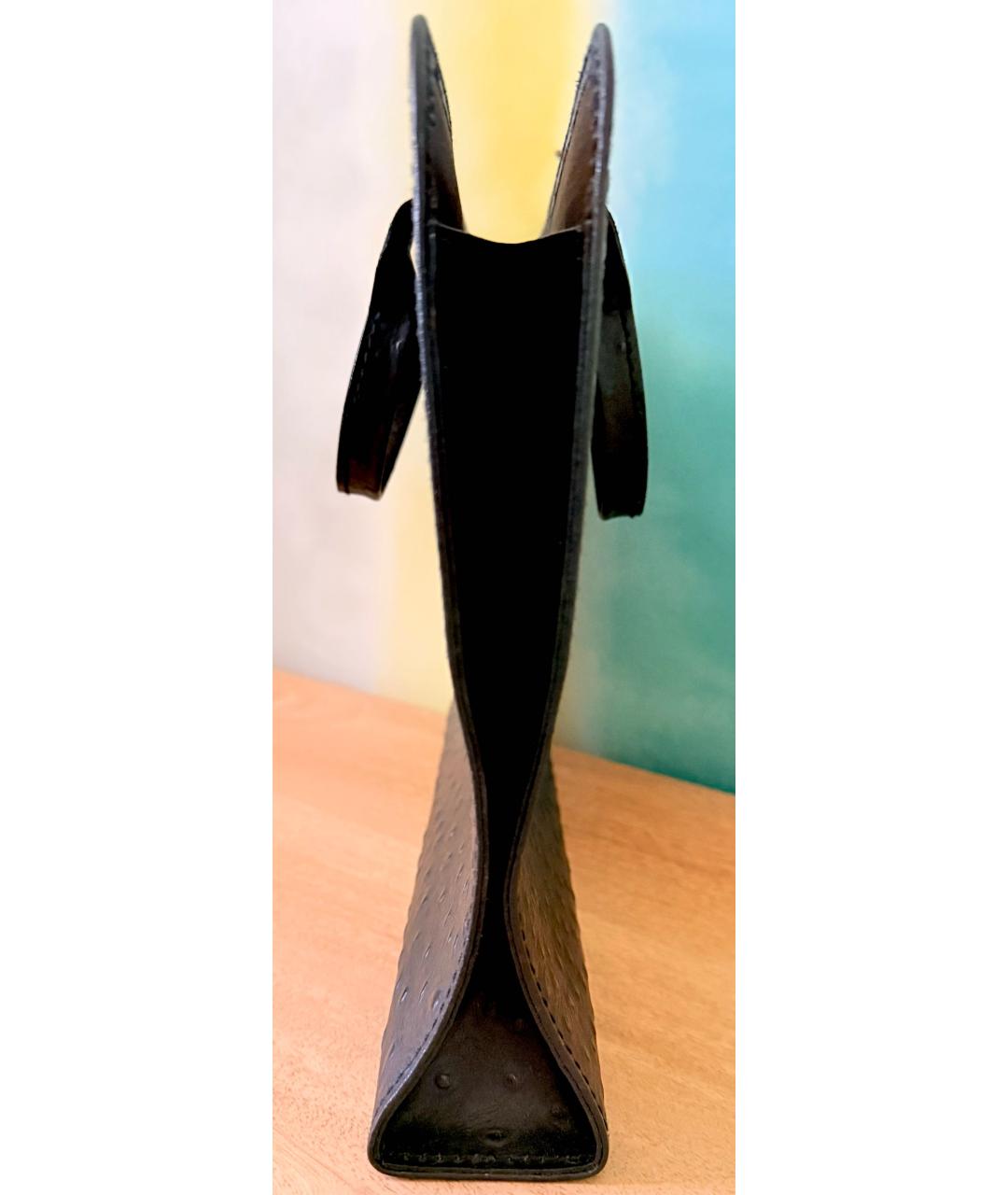 FABI Черная сумка с короткими ручками из экзотической кожи, фото 2