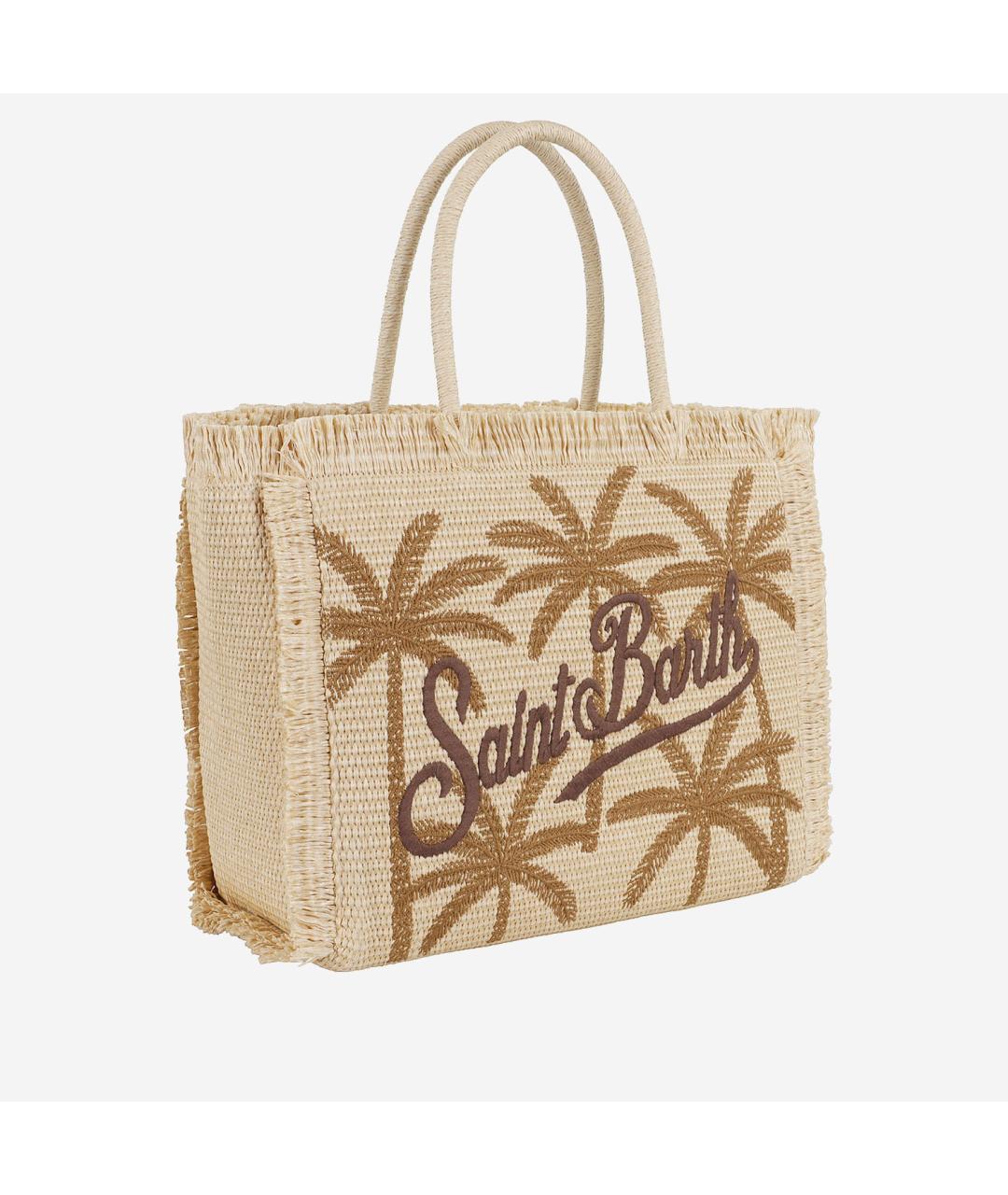 MC2 SAINT BARTH Бежевая пелетеная сумка тоут, фото 2