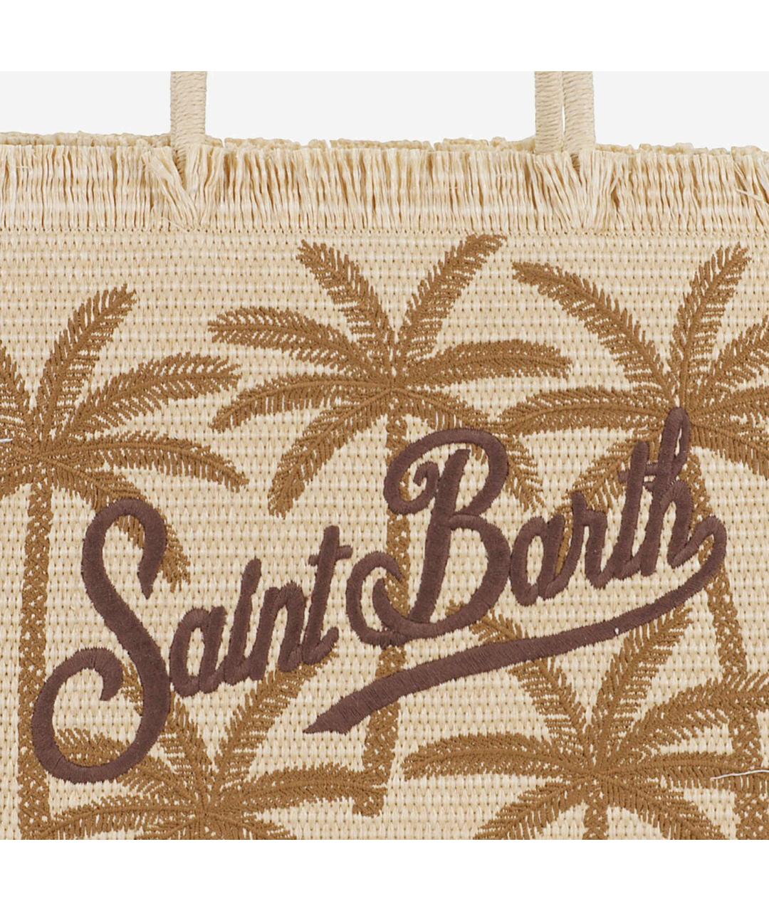 MC2 SAINT BARTH Бежевая пелетеная сумка тоут, фото 4