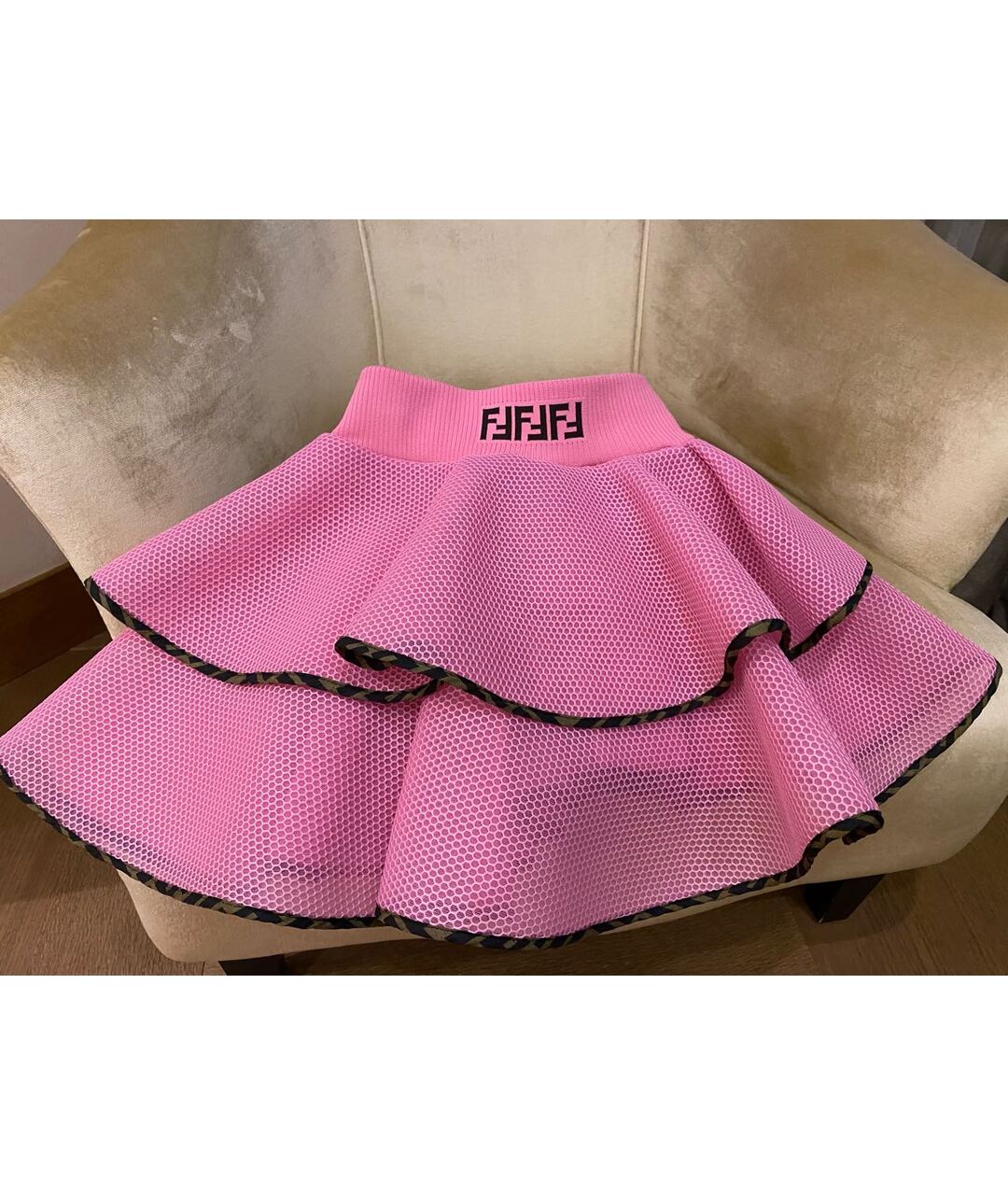 FENDI Розовая полиэстеровая юбка, фото 5