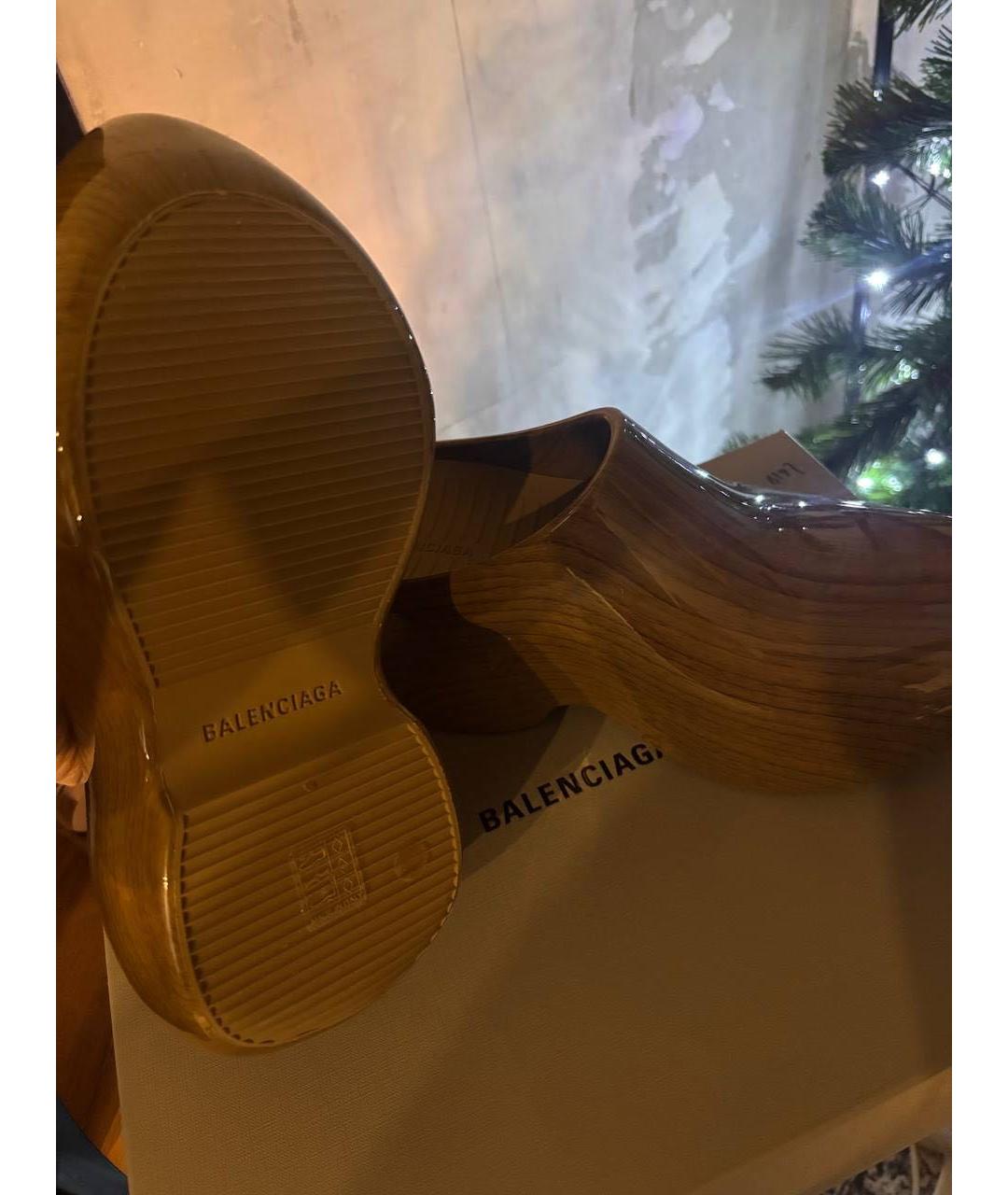 BALENCIAGA Коричневые резиновые лоферы, фото 4
