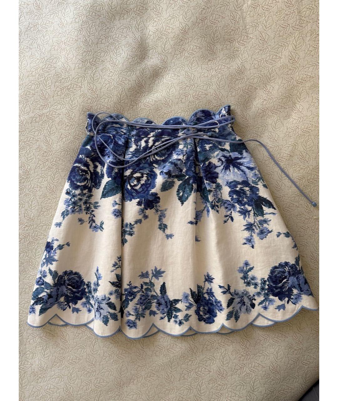 ZIMMERMANN Мульти льняная юбка мини, фото 7