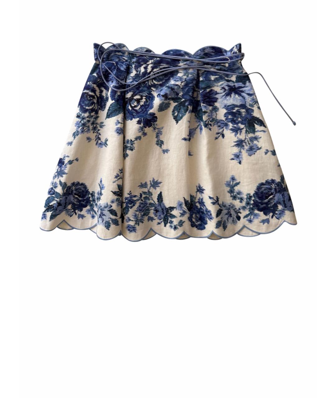 ZIMMERMANN Мульти льняная юбка мини, фото 1