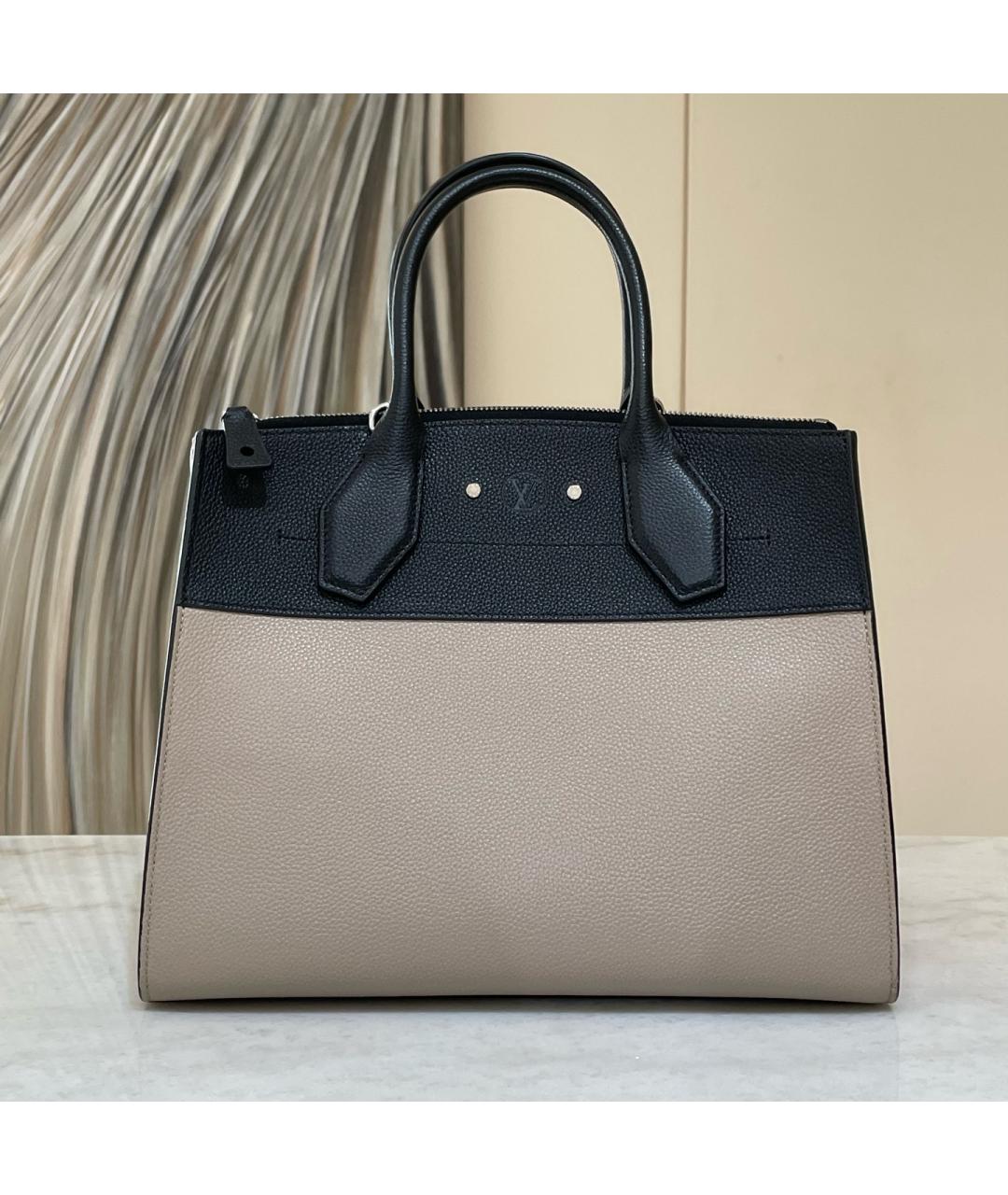 LOUIS VUITTON Серая кожаная сумка тоут, фото 3