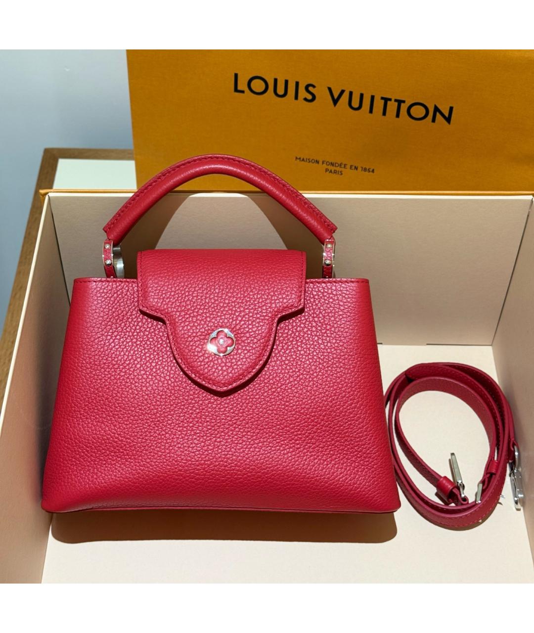 LOUIS VUITTON Красная кожаная сумка с короткими ручками, фото 8
