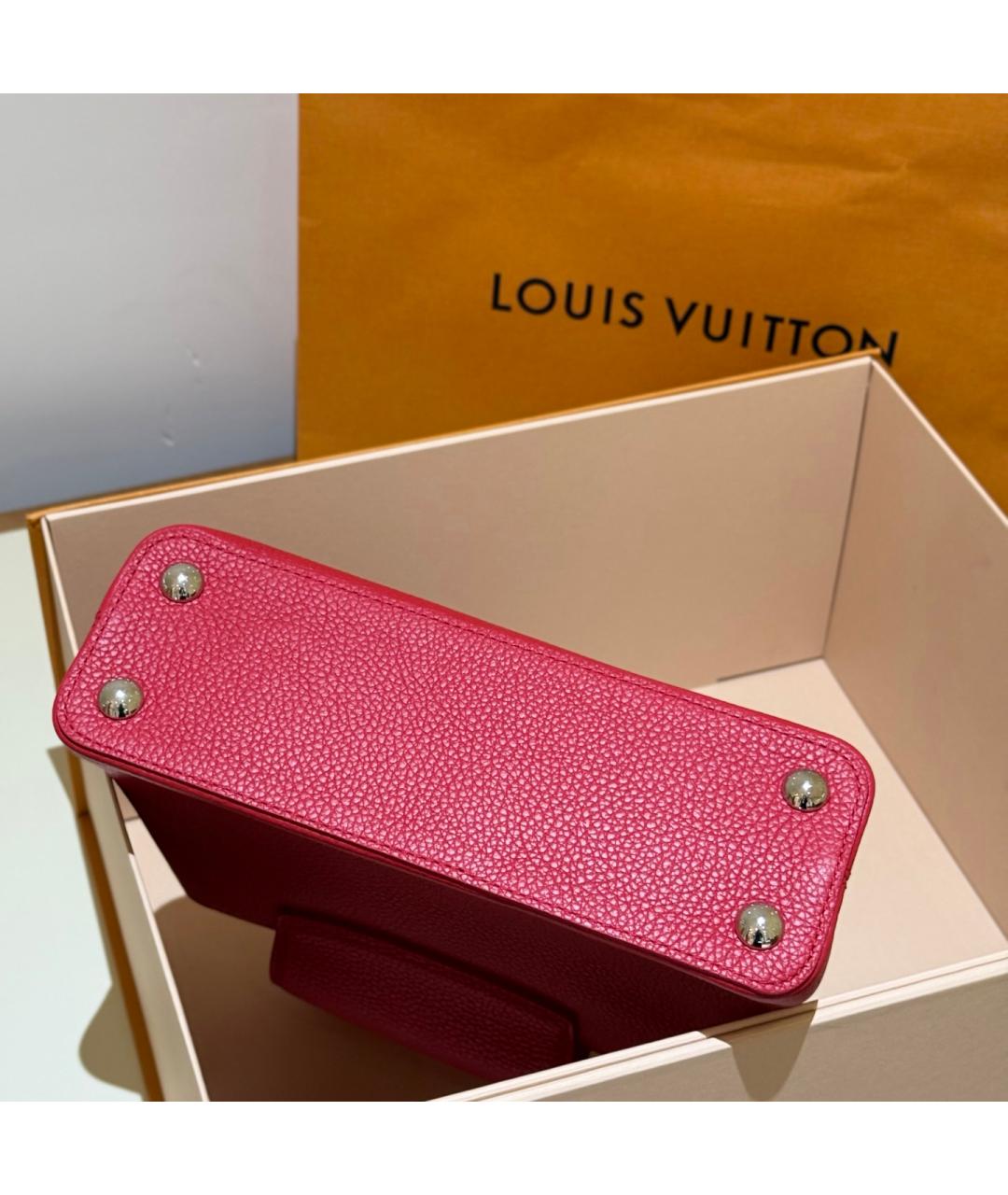 LOUIS VUITTON Красная кожаная сумка с короткими ручками, фото 5