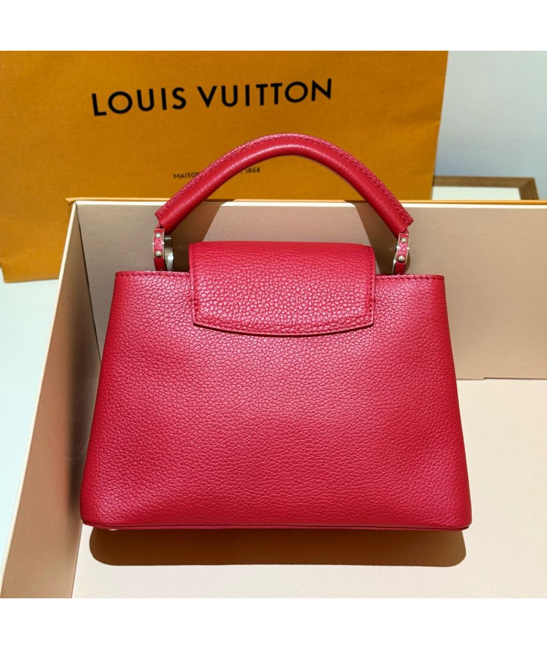 LOUIS VUITTON Красная кожаная сумка с короткими ручками, фото 2