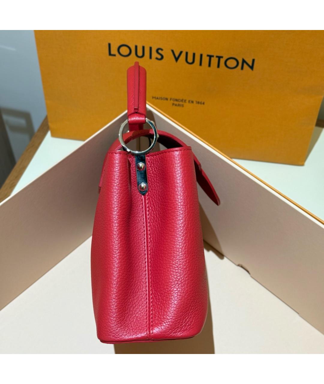 LOUIS VUITTON Красная кожаная сумка с короткими ручками, фото 3