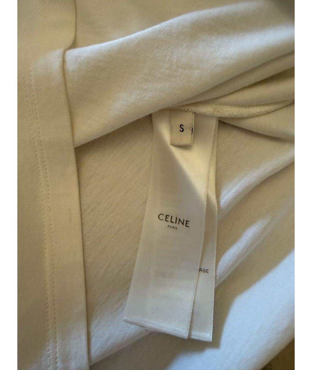 CELINE Белая хлопковая футболка, фото 4