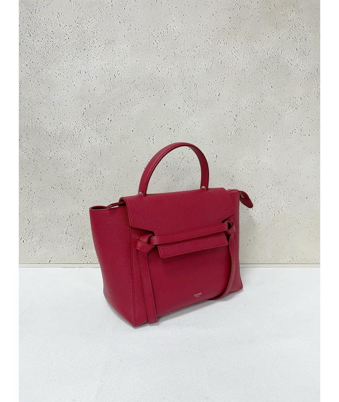 CELINE Красная кожаная сумка с короткими ручками, фото 3