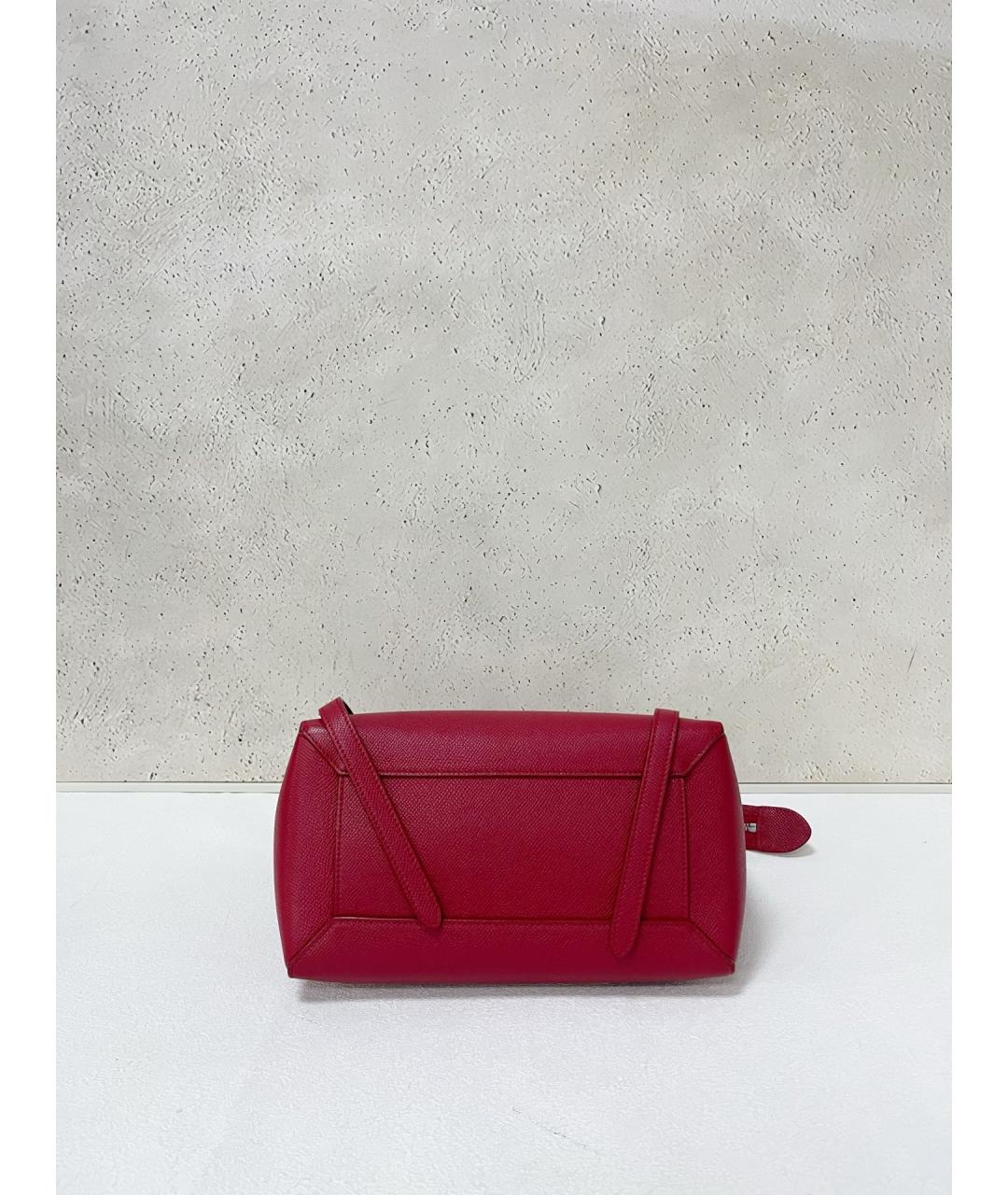 CELINE Красная кожаная сумка с короткими ручками, фото 5