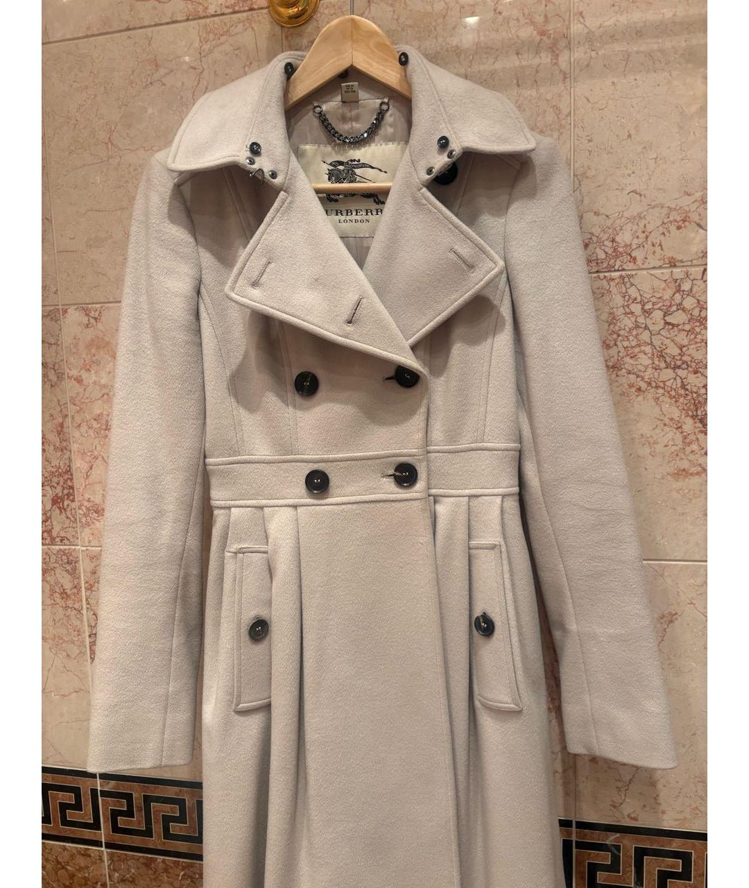 BURBERRY Серое шерстяное пальто, фото 4