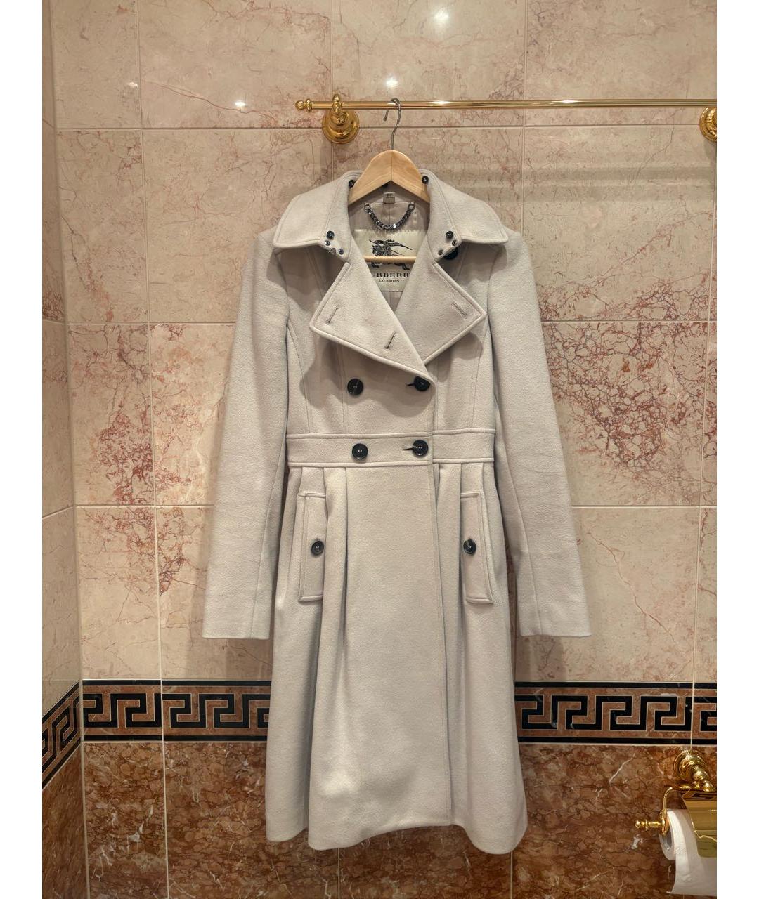 BURBERRY Серое шерстяное пальто, фото 7