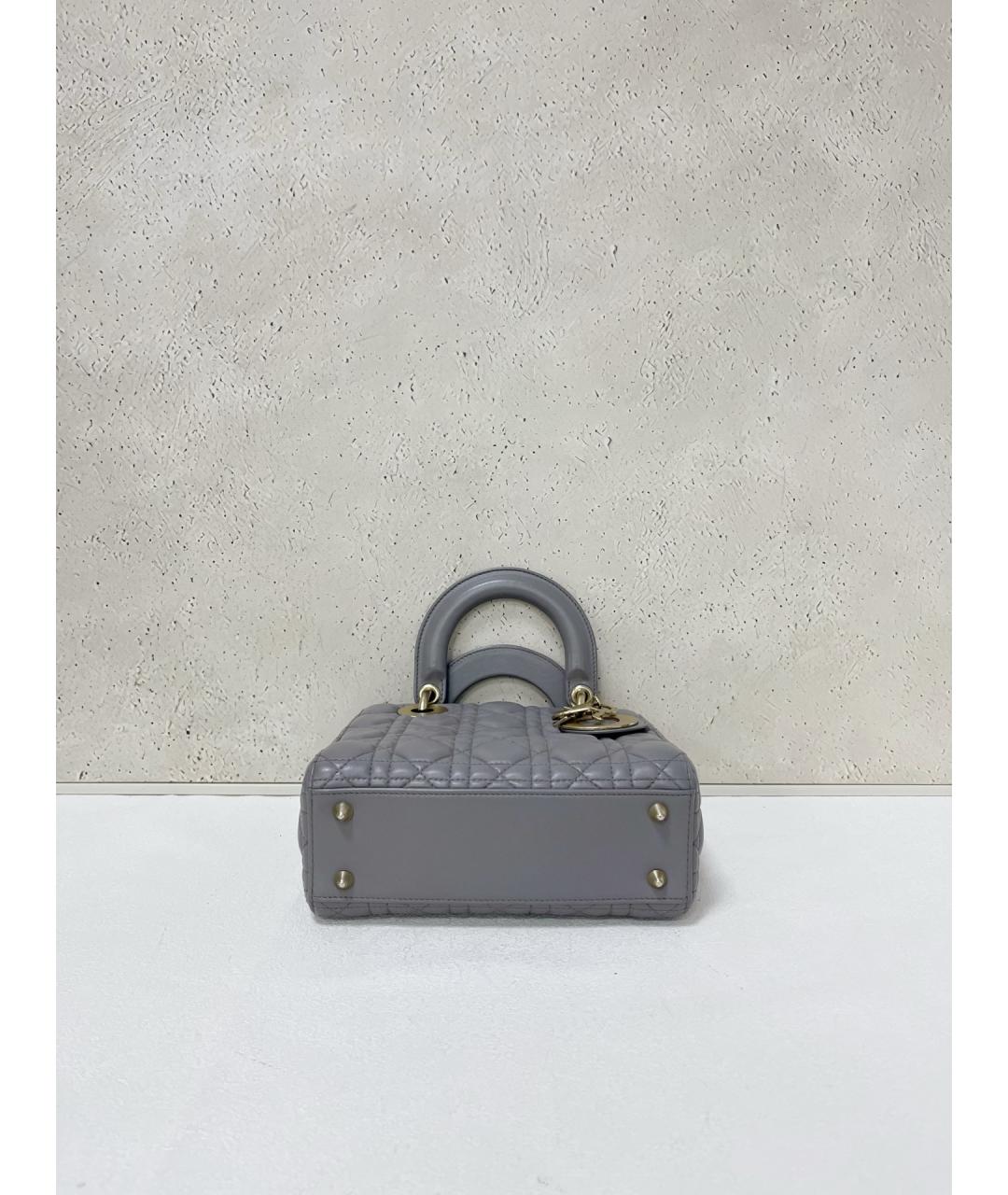 CHRISTIAN DIOR Серая кожаная сумка с короткими ручками, фото 5