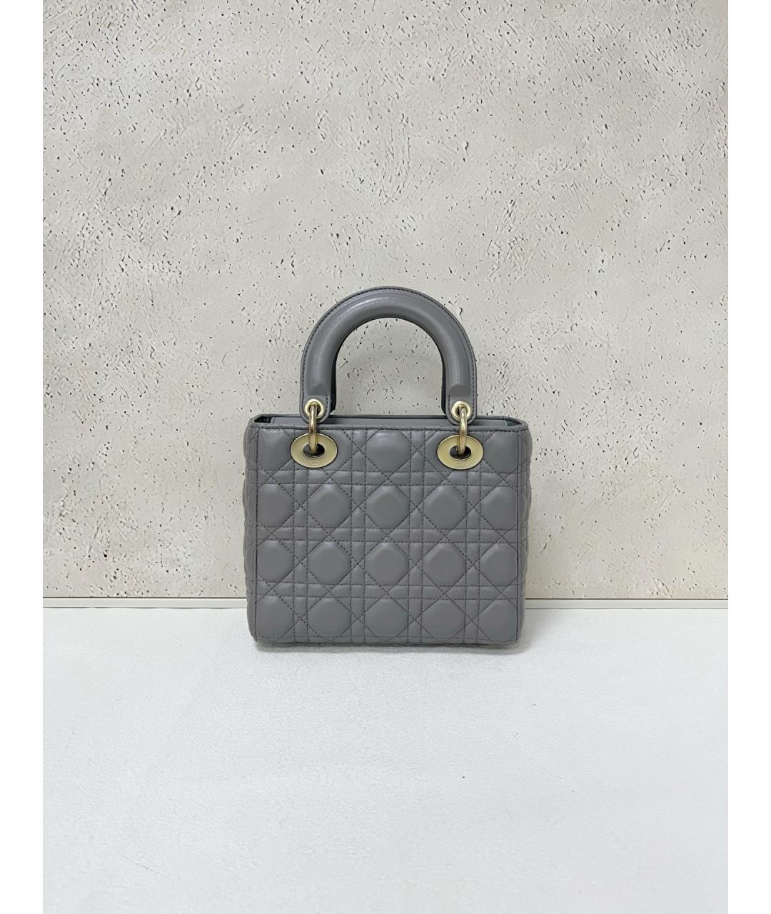 CHRISTIAN DIOR Серая кожаная сумка с короткими ручками, фото 2