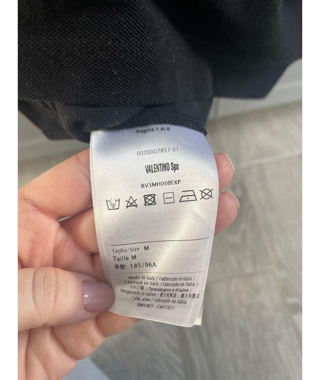 VALENTINO Черное хлопковое поло с коротким рукавом, фото 3