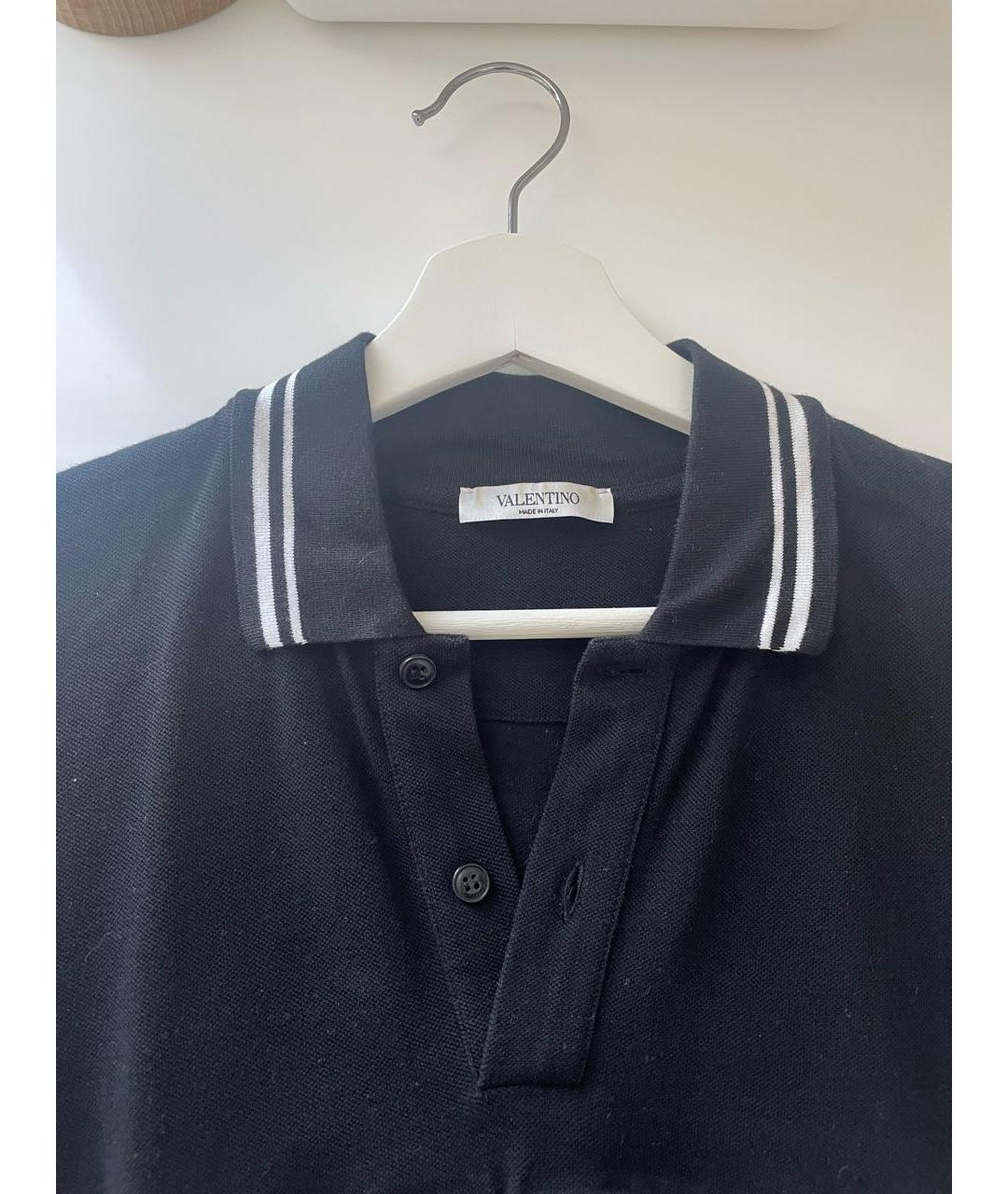 VALENTINO Черное хлопковое поло с коротким рукавом, фото 5