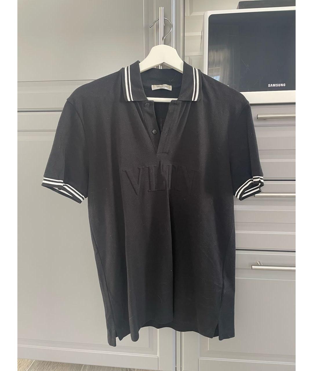 VALENTINO Черное хлопковое поло с коротким рукавом, фото 6