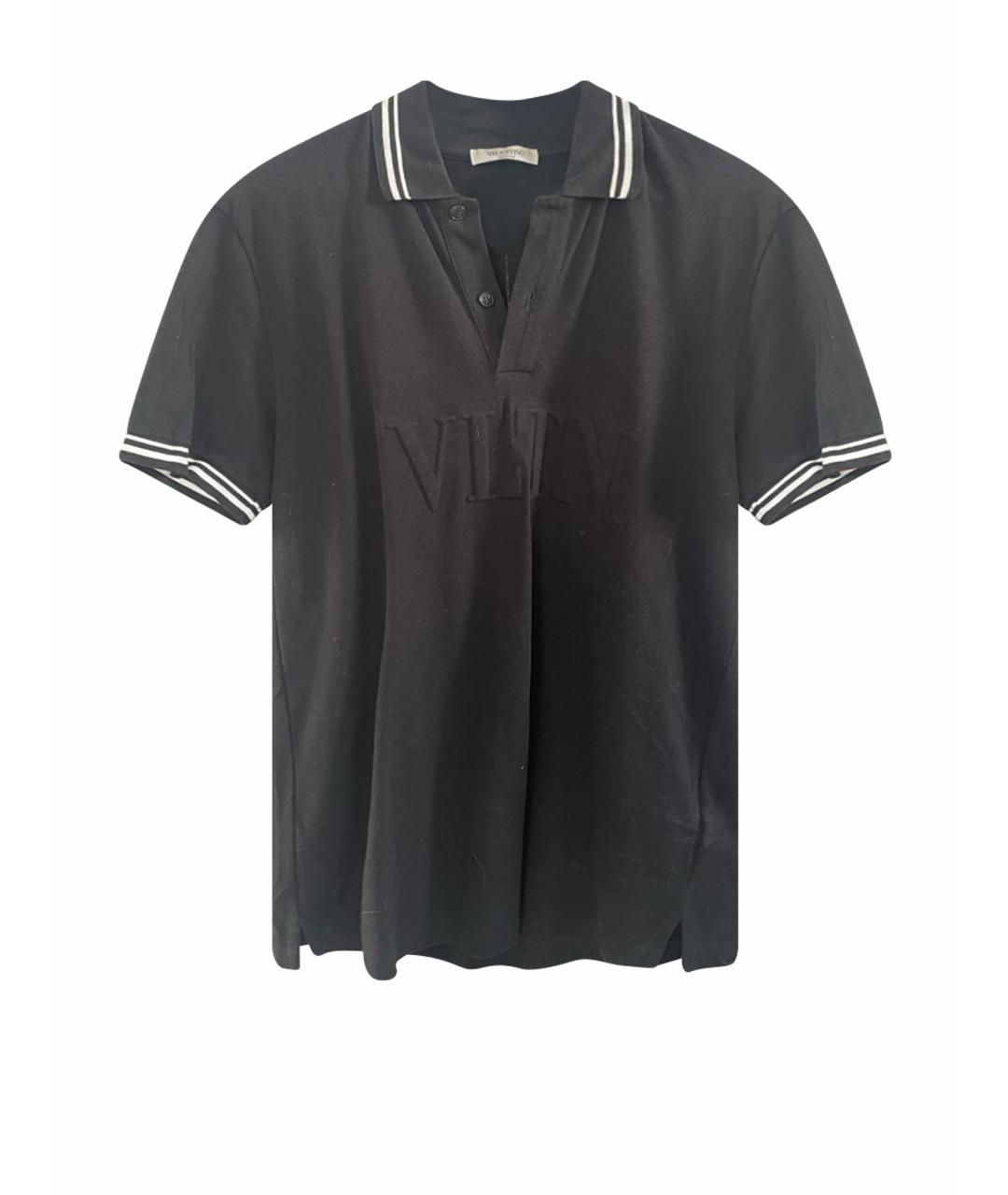 VALENTINO Черное хлопковое поло с коротким рукавом, фото 1