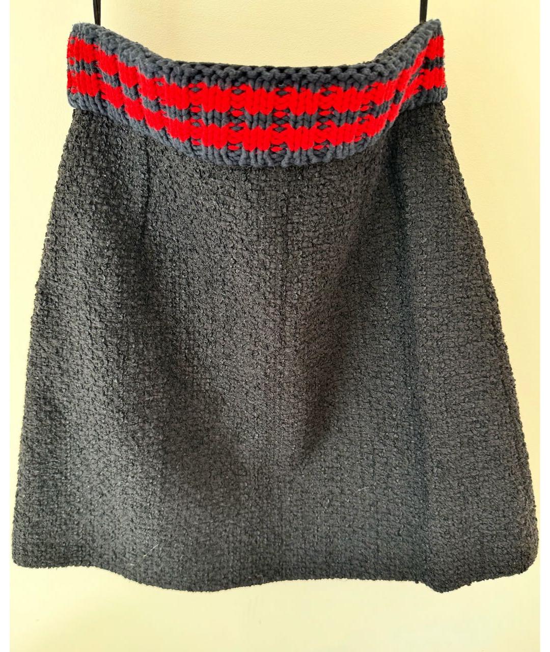 GUCCI Черная твидовая юбка миди, фото 6