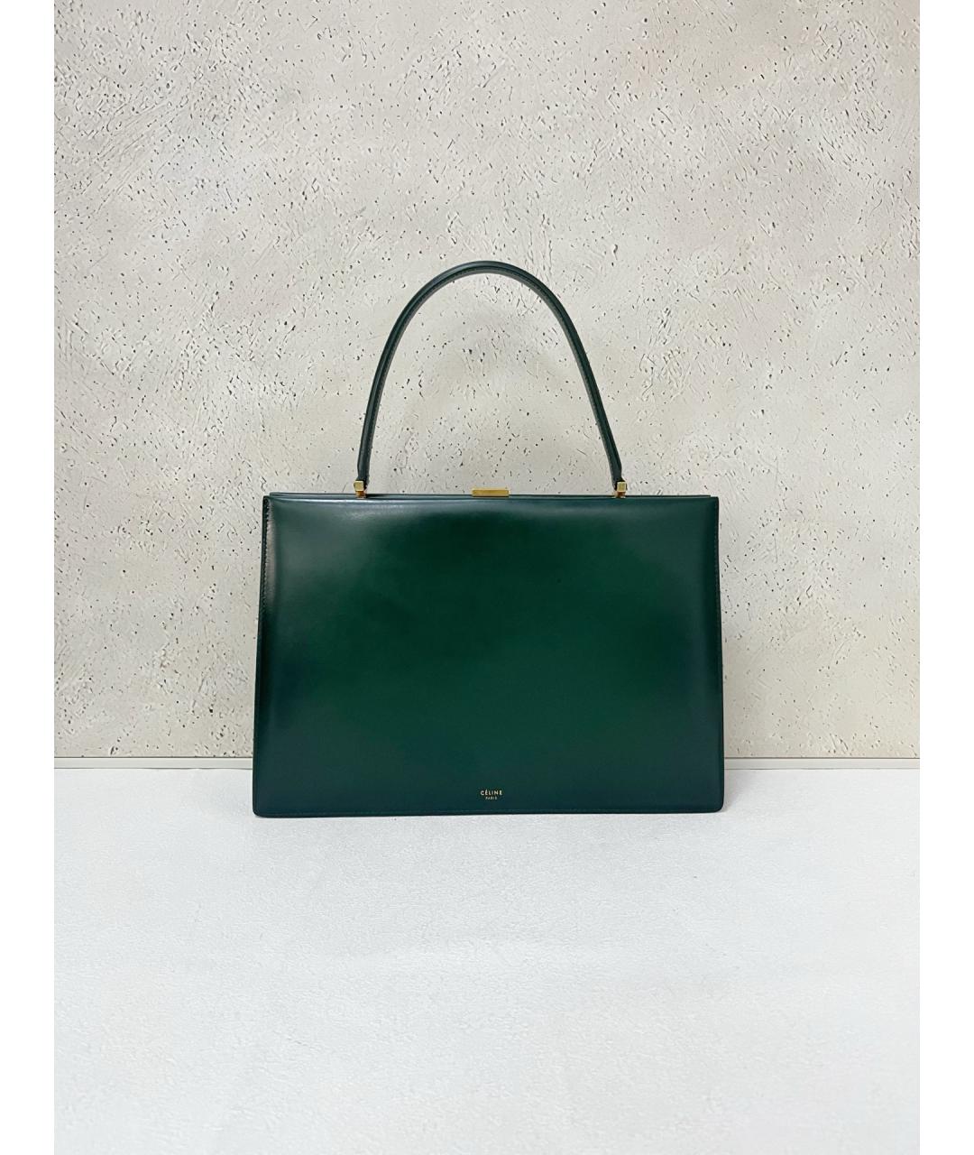 CELINE Зеленая кожаная сумка тоут, фото 7