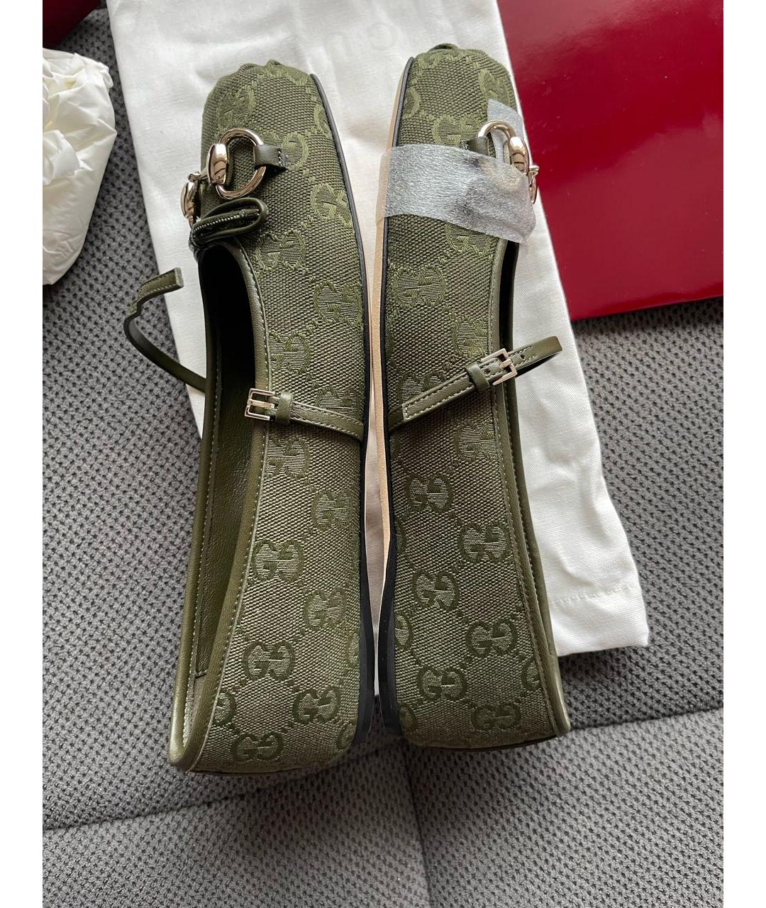 GUCCI Хаки кожаные балетки, фото 9