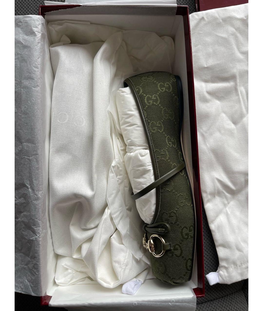 GUCCI Хаки кожаные балетки, фото 8