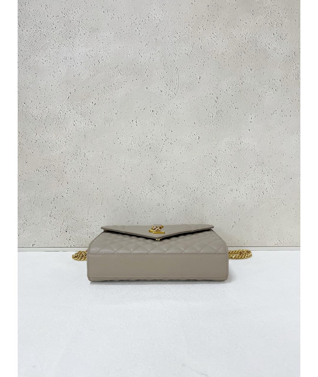 SAINT LAURENT Серая кожаная сумка через плечо, фото 5