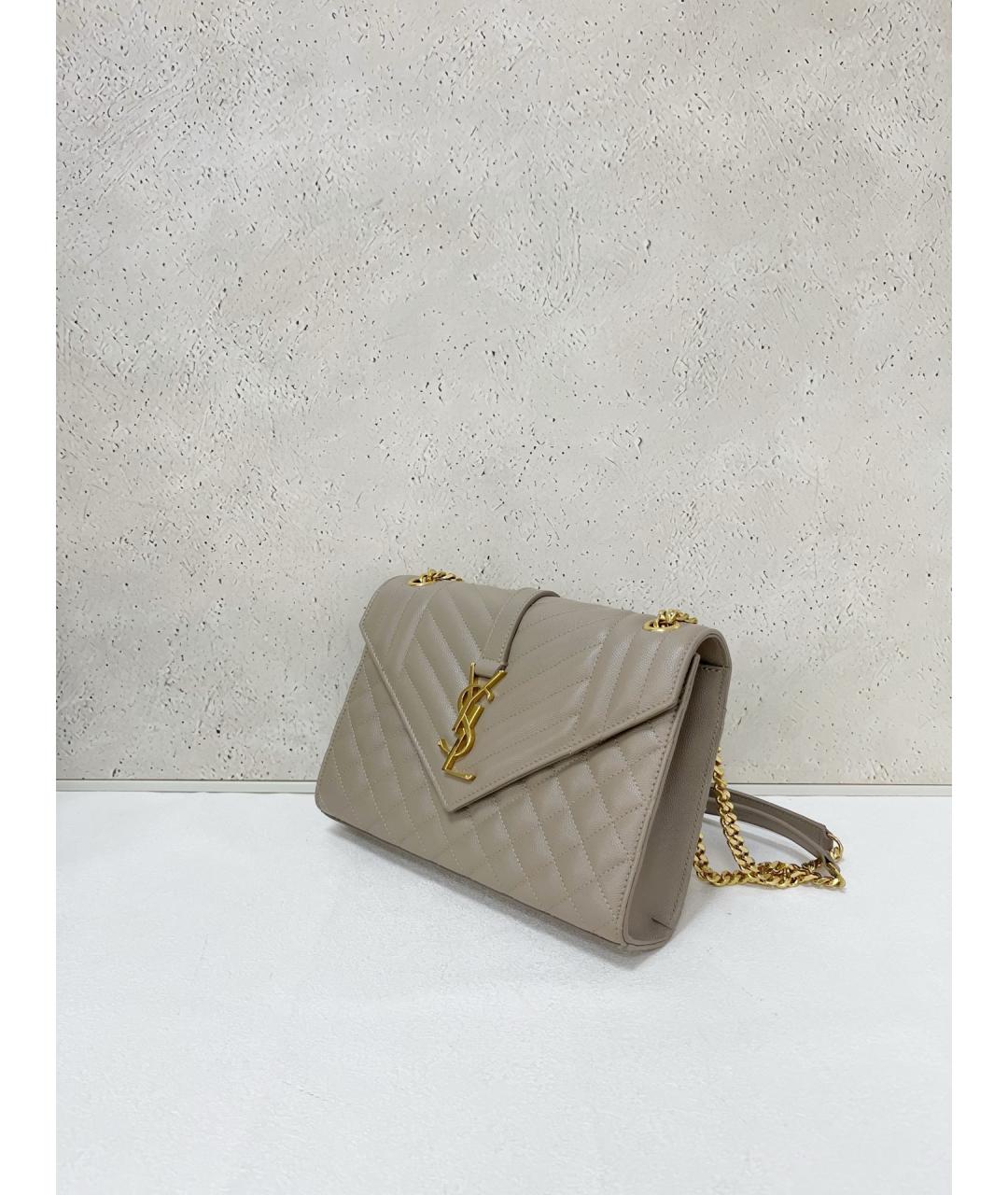 SAINT LAURENT Серая кожаная сумка через плечо, фото 3