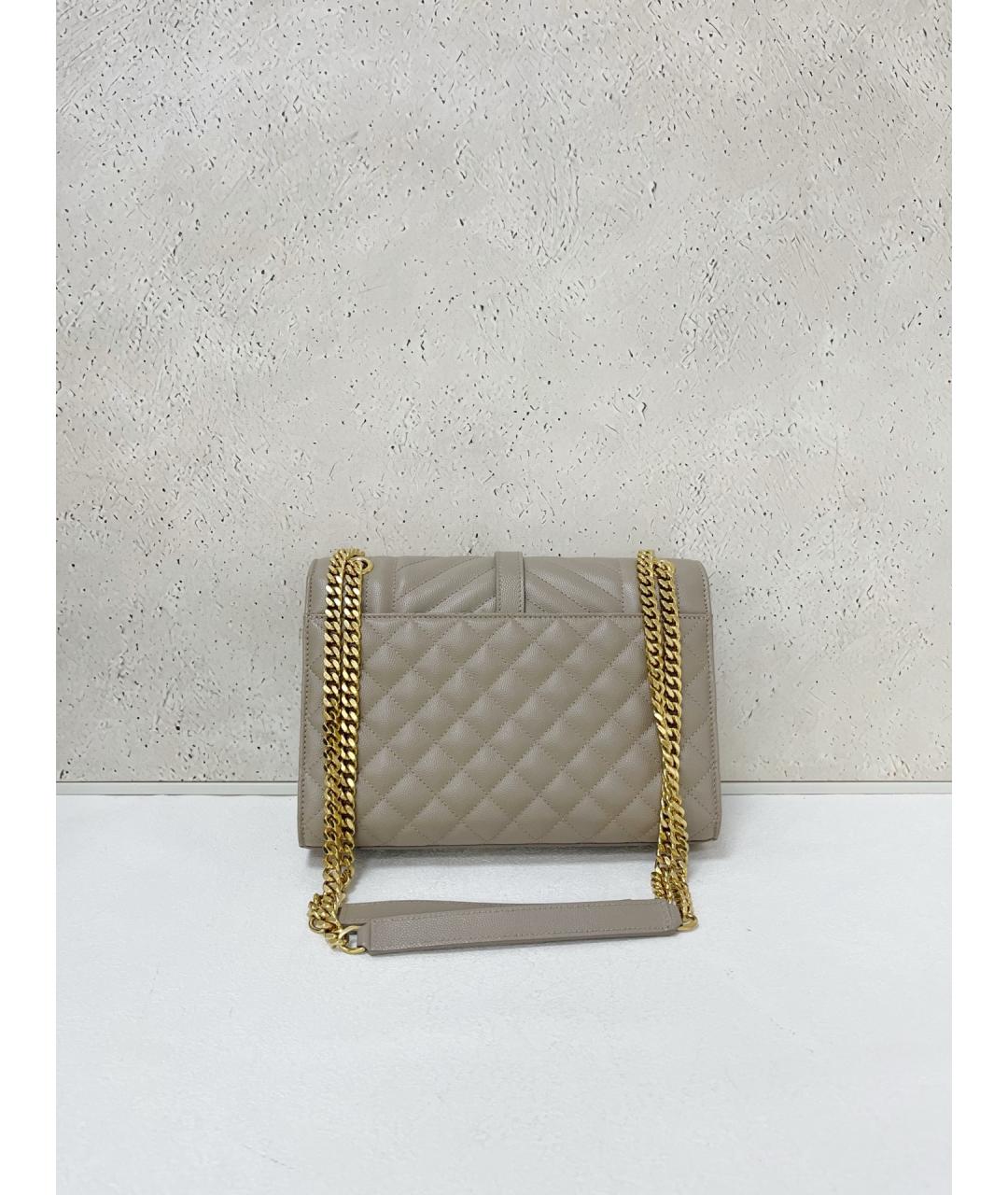 SAINT LAURENT Серая кожаная сумка через плечо, фото 2