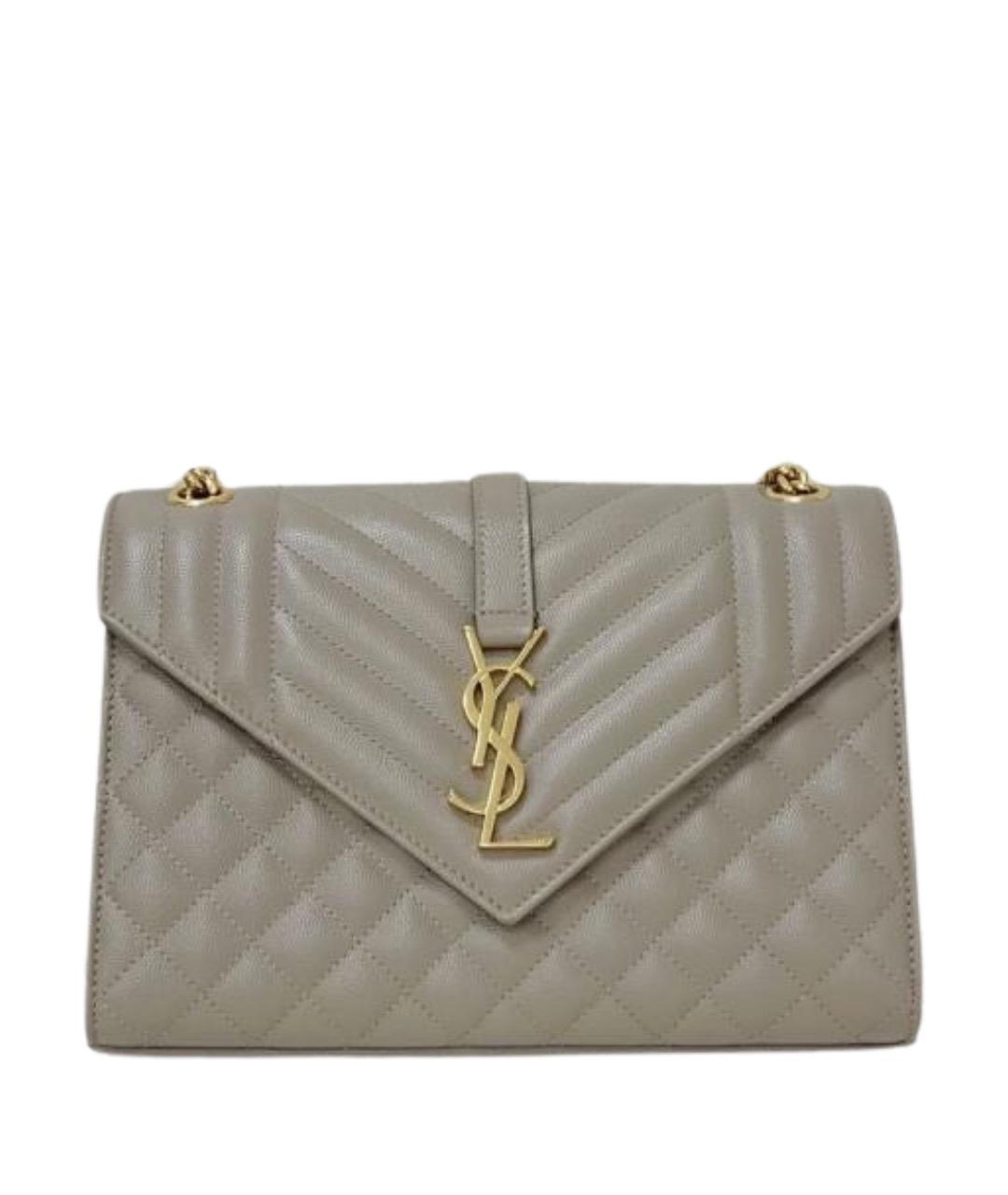 SAINT LAURENT Серая кожаная сумка через плечо, фото 1