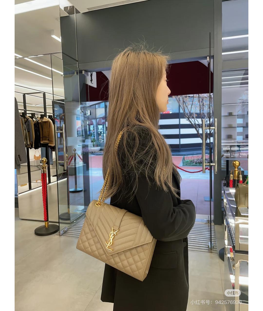 SAINT LAURENT Серая кожаная сумка через плечо, фото 6