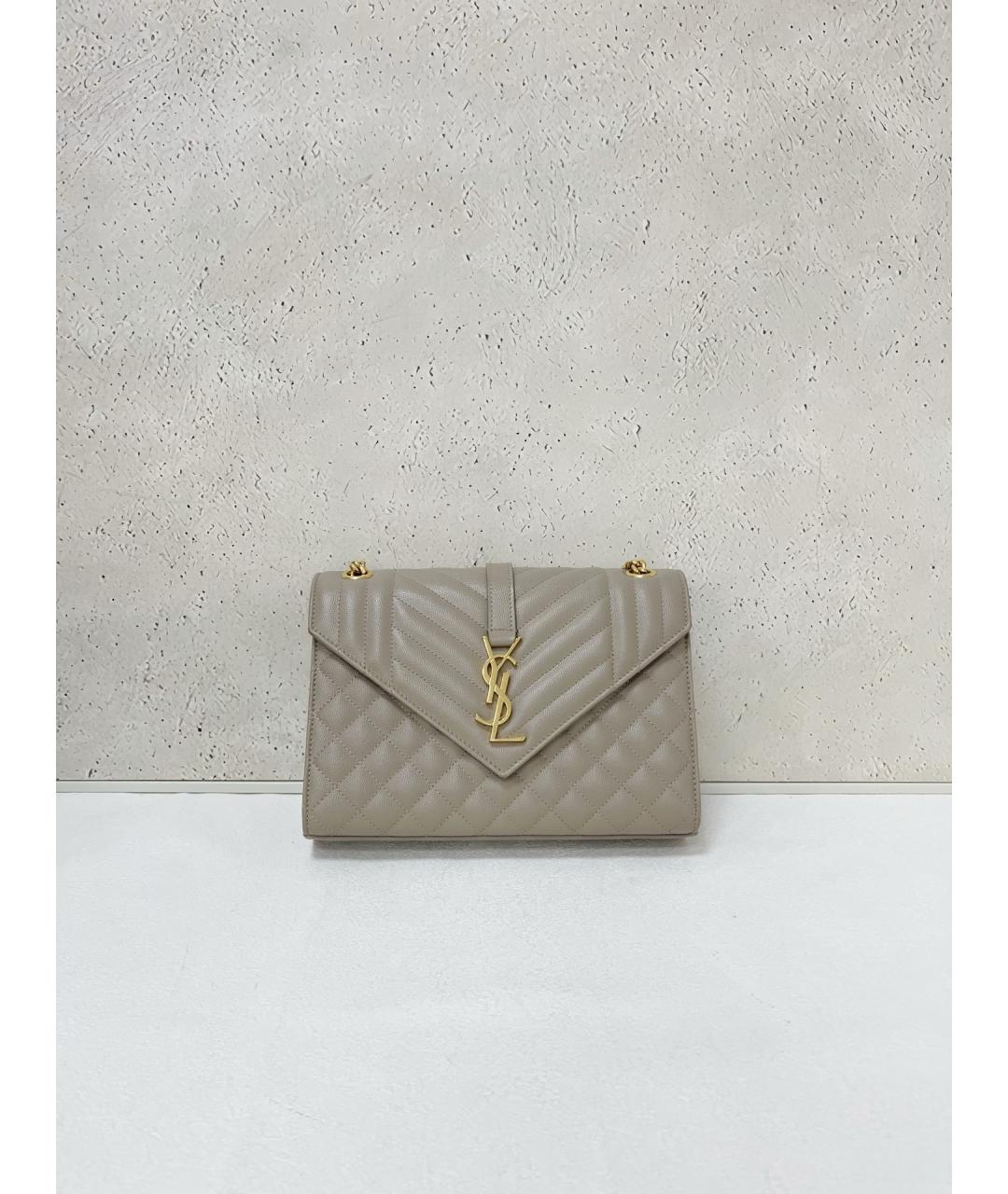 SAINT LAURENT Серая кожаная сумка через плечо, фото 7