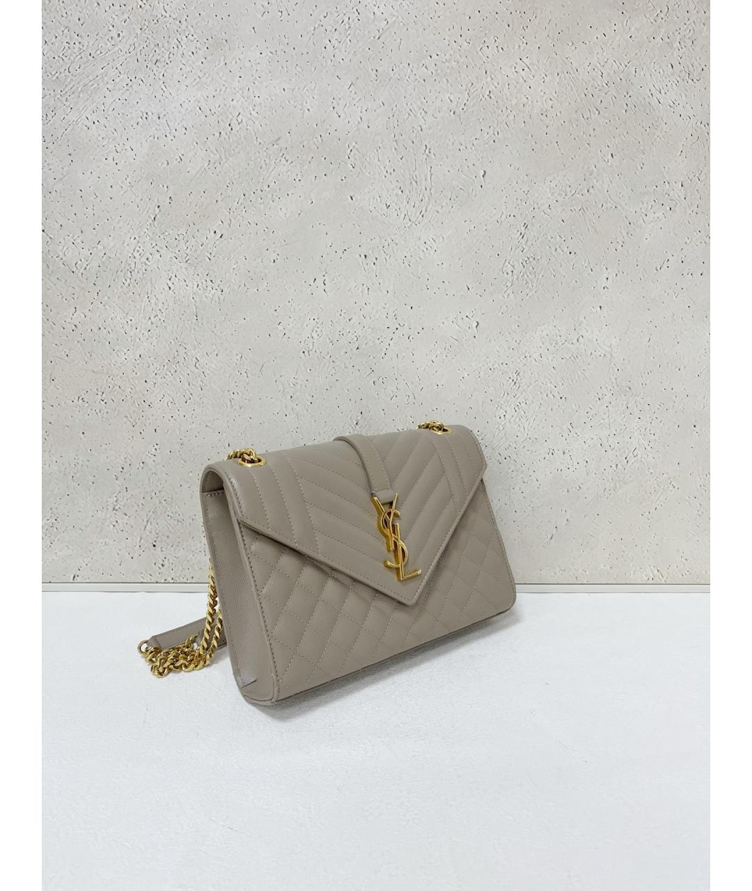 SAINT LAURENT Серая кожаная сумка через плечо, фото 4