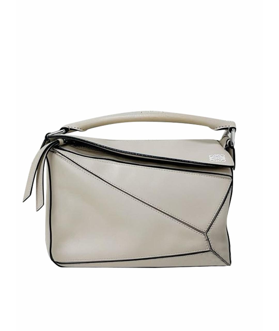 LOEWE Бежевая кожаная сумка с короткими ручками, фото 1