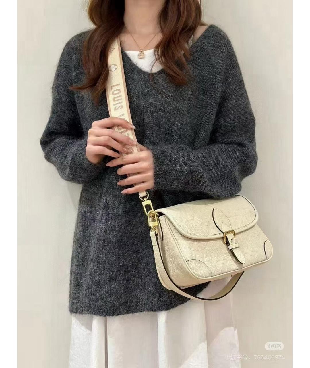 LOUIS VUITTON Белая кожаная сумка через плечо, фото 6