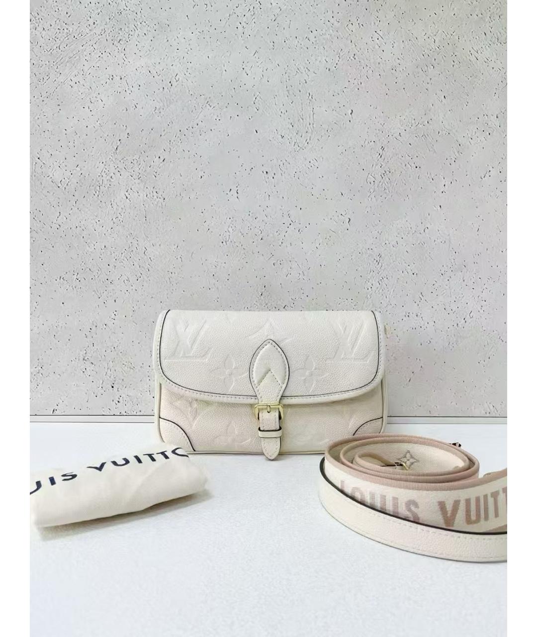 LOUIS VUITTON Белая кожаная сумка через плечо, фото 7