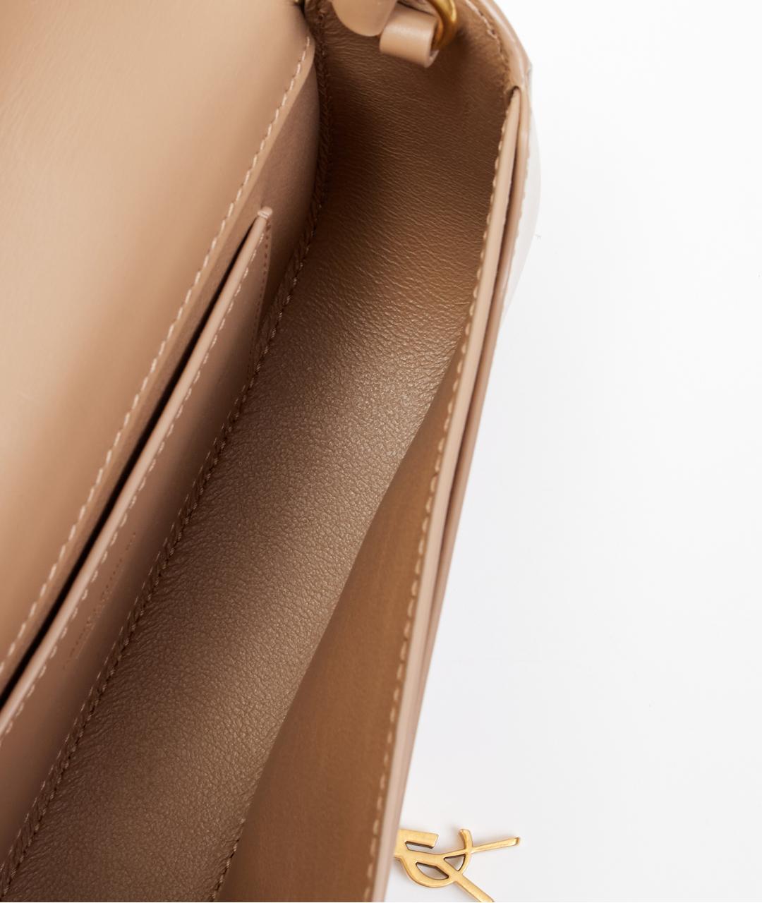 SAINT LAURENT Бежевая кожаная сумка через плечо, фото 6