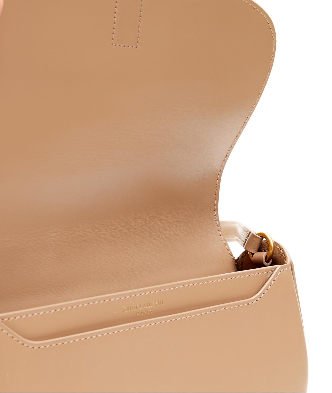 SAINT LAURENT Бежевая кожаная сумка через плечо, фото 4